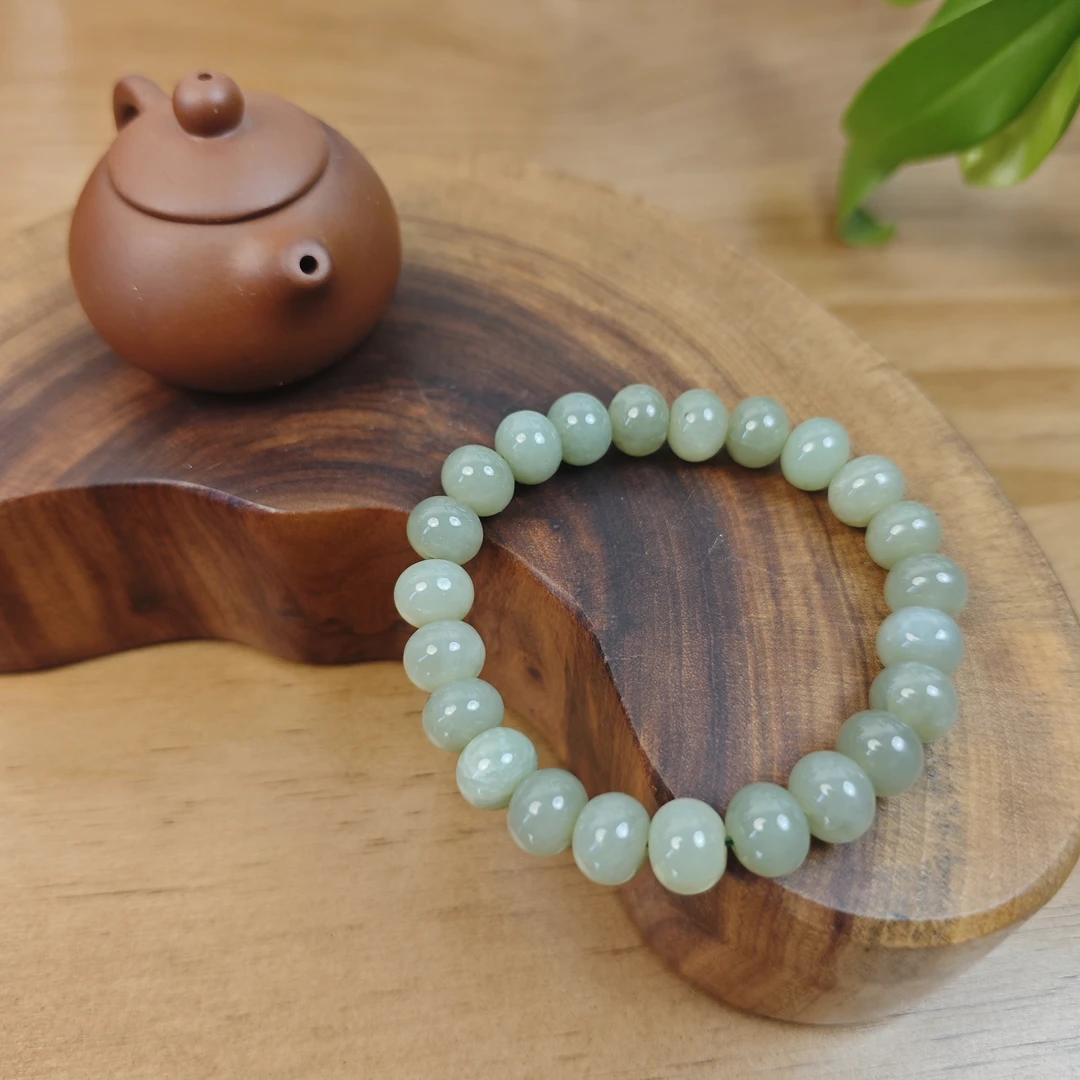 【B037-萧竹】和田玉手串清晰气质百搭大气简约