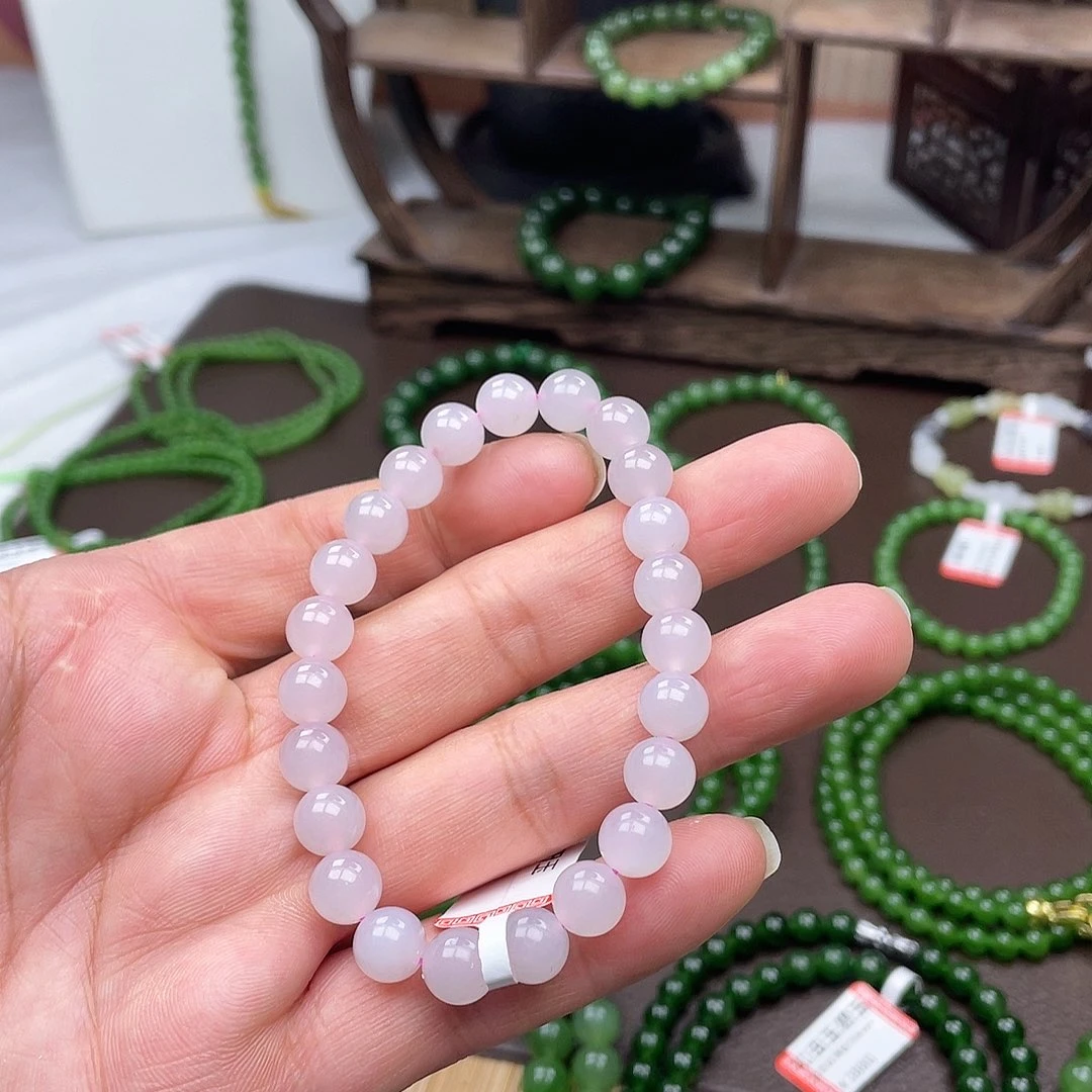 和田玉未镶嵌手链冰藕粉卡8