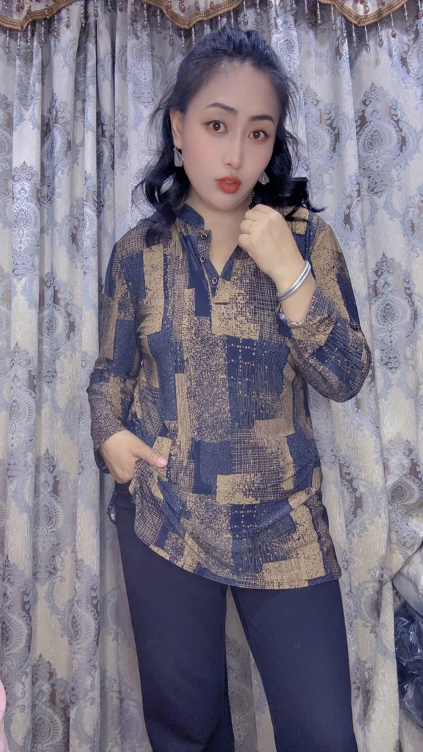 气质复古印花衬衫夏季新款时尚显瘦宽松垂感长袖