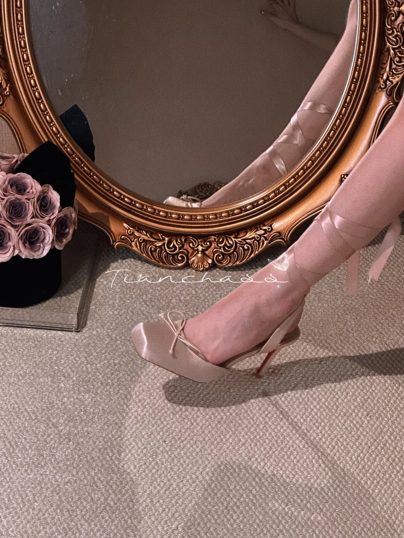 ｛cl同款一鞋多穿芭蕾鞋｝绝美绸缎女鞋蝴蝶结浅口芭蕾舞鞋高跟鞋