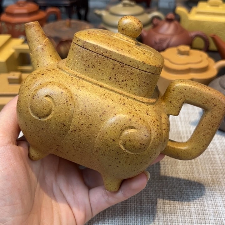 老***人茶壶紫砂本绿，四方，容量400毫升