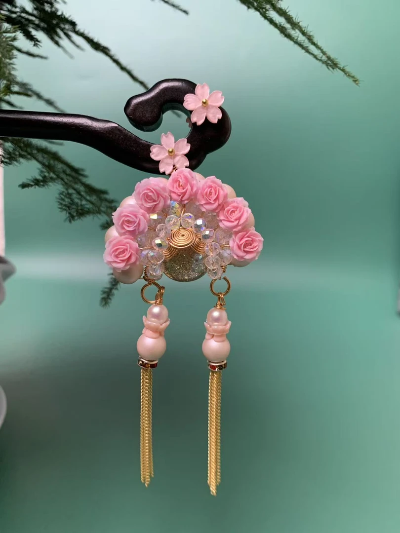 【红粉佳人】国风刀马旦发簪天然紫光黑檀木18cm盘发簪子