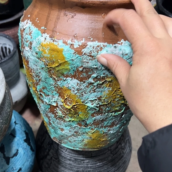 彩绘直筒高23口16带孔