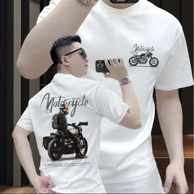 2025新夏季款时尚潮流运动休闲男士百搭微宽松圆领短袖高品质T恤