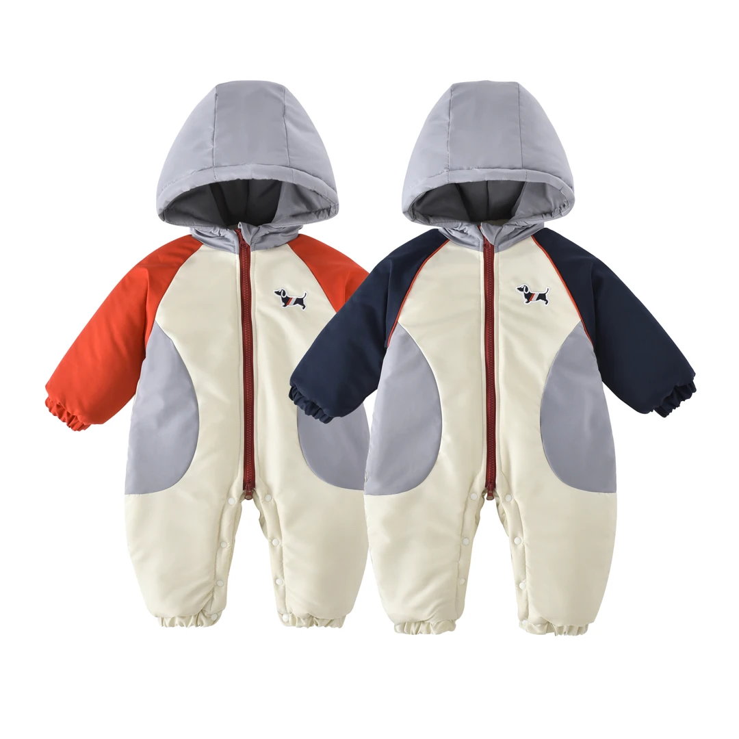 升级版拜年服一只狗冲锋棉服加绒加厚冬款婴幼连体衣外出服