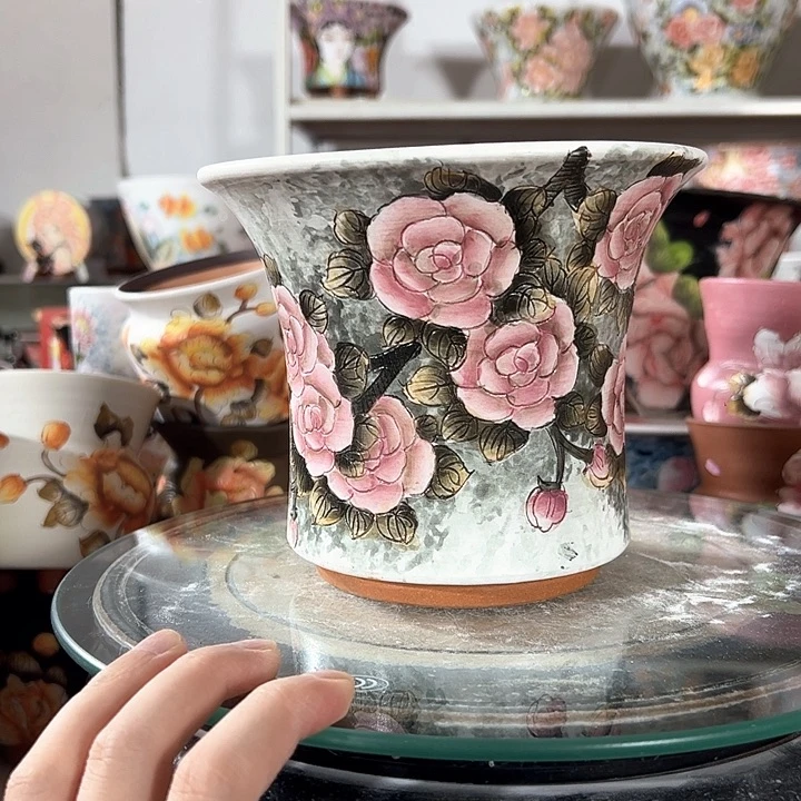 景德镇手绘花盆幸运花盆