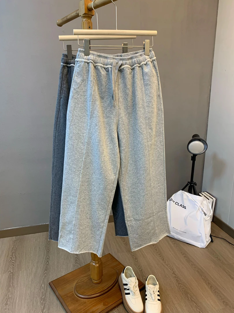 喜柿-【拼接九分裤】韩单！设计师款拼接毛圈九分裤休闲裤#6717