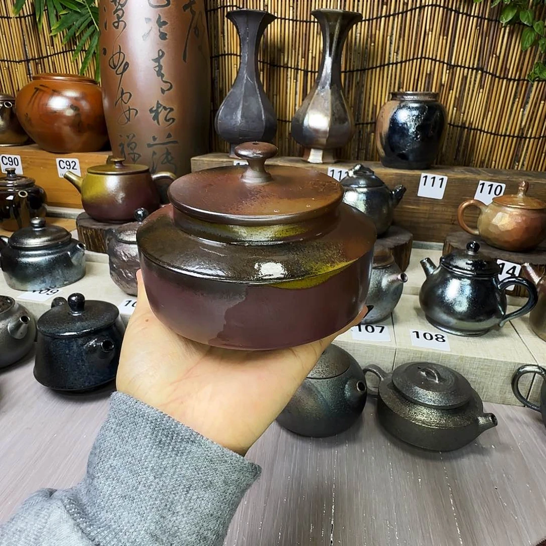 罐建水紫陶柴烧茶叶罐