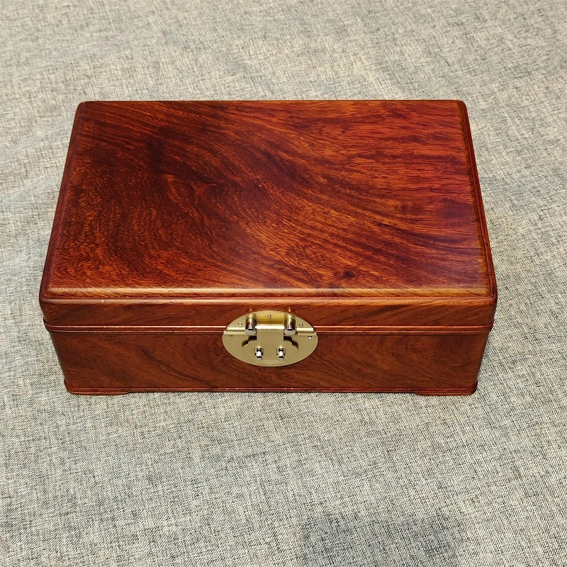 缅花红木升级款复古中式素面首饰盒收纳盒28*19*10cm