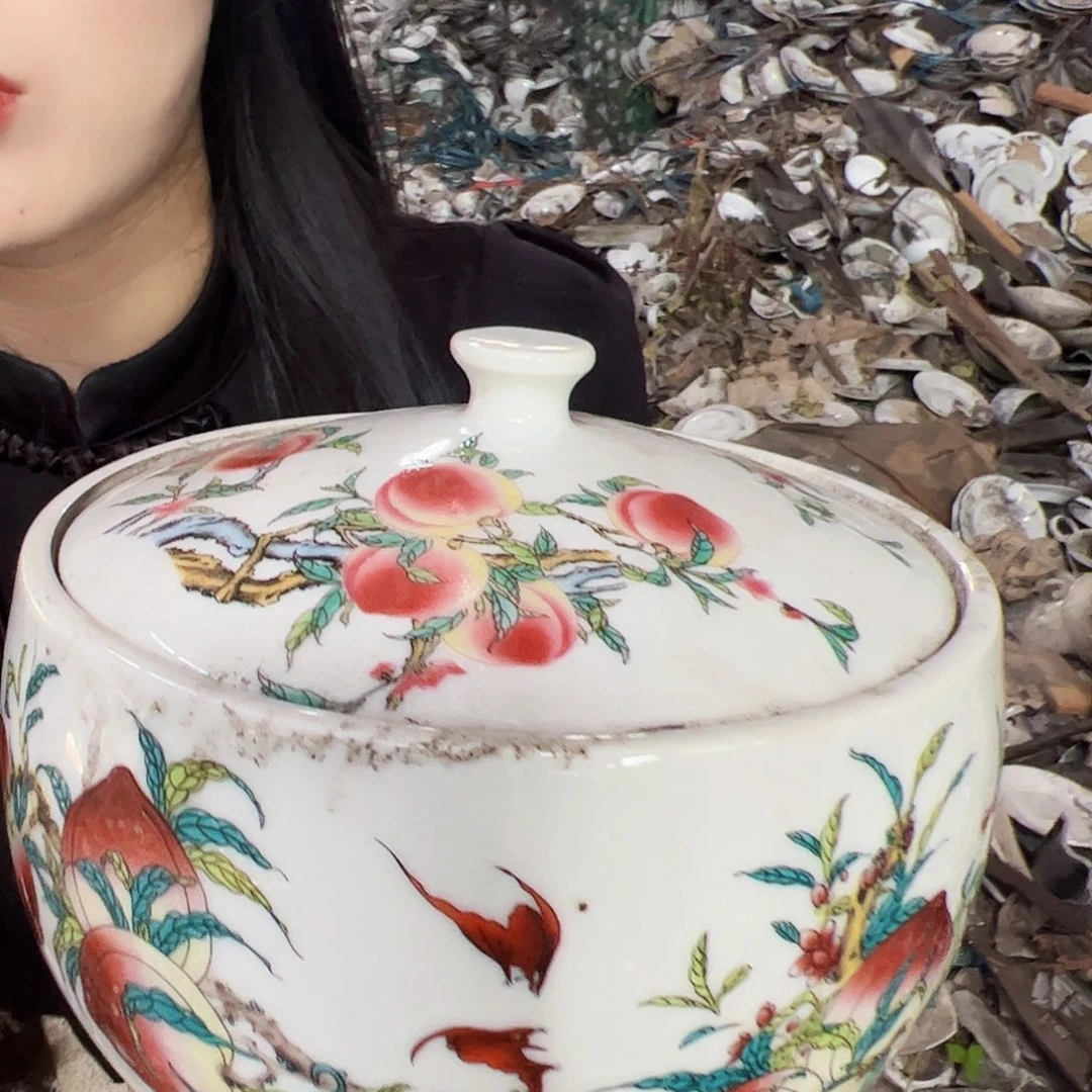摆件寿桃高温罐子