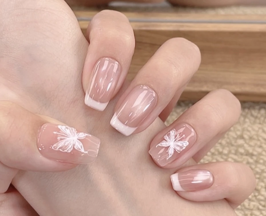 【东君造化】夏季新款温柔千金溜边法式千金纯手工穿戴甲