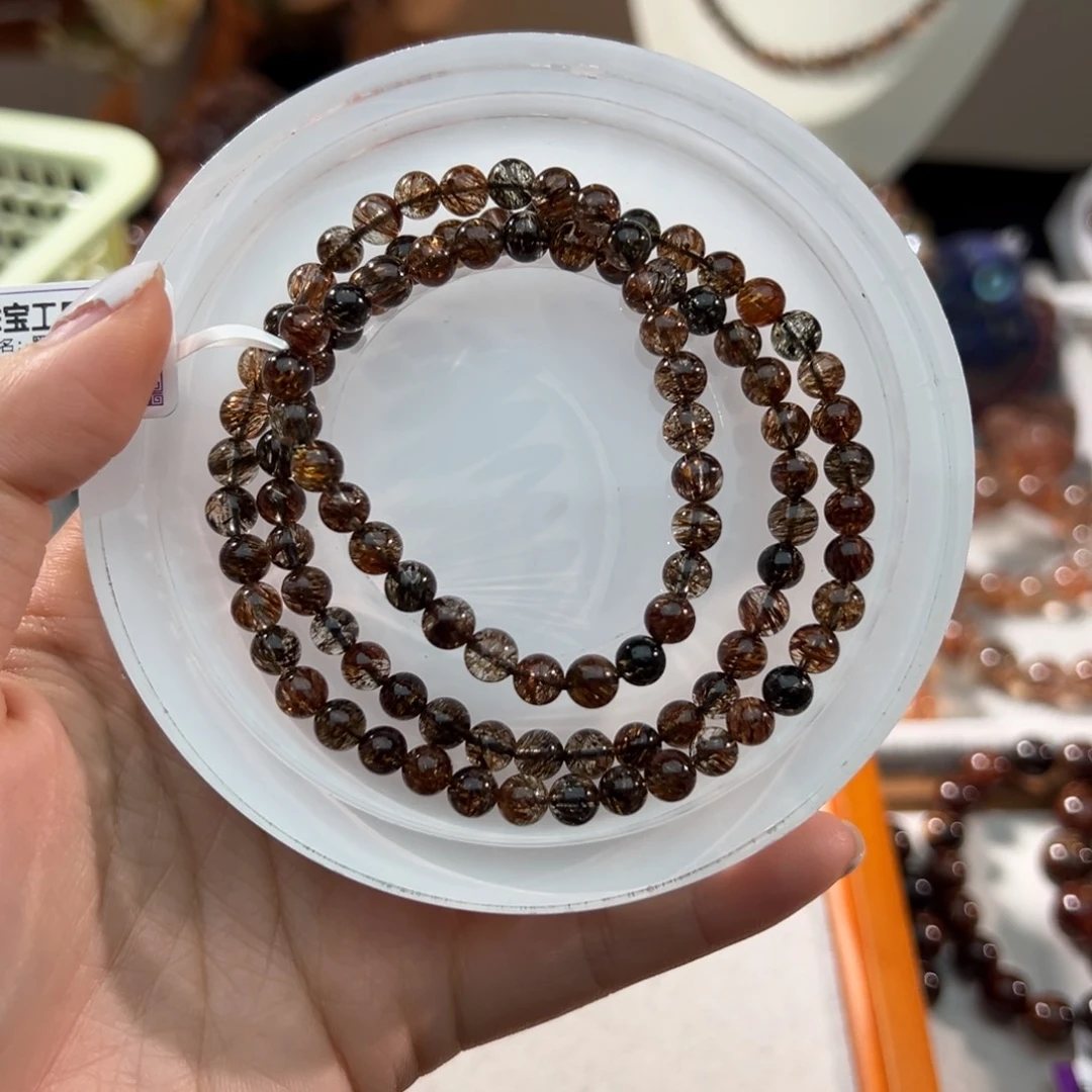 发***荣未镶嵌手链水晶黑金超七多圈5