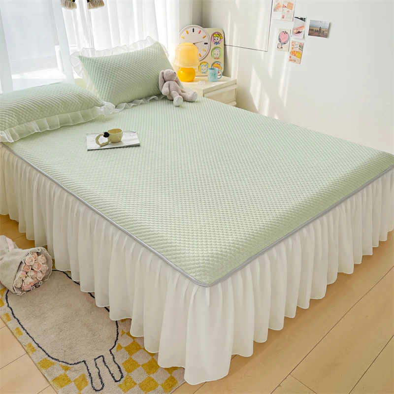 凉席床裙款夏季凉感冰丝席冰豆豆2025新款A类夏天可水洗空调软席