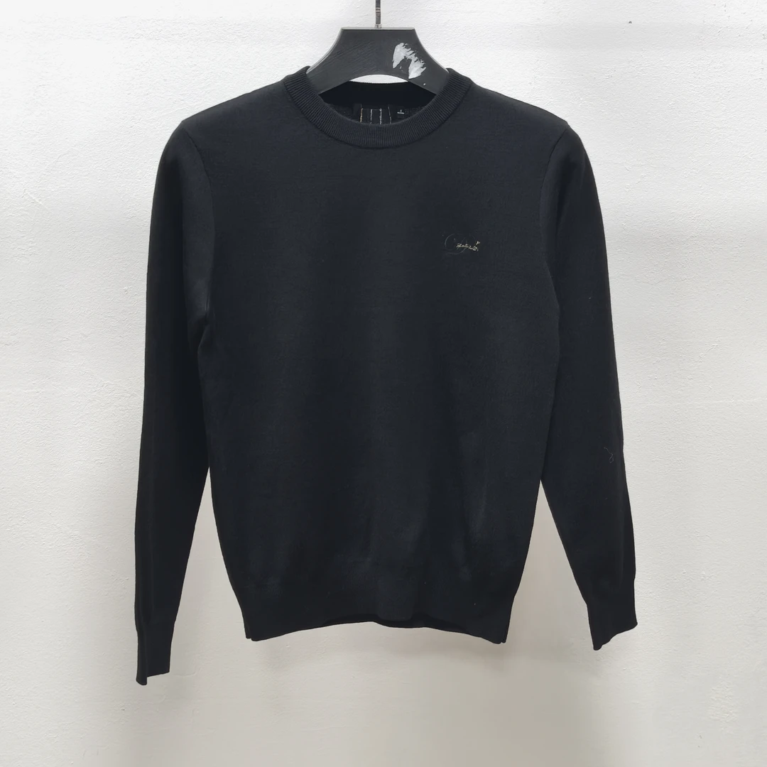 男士轻奢时尚舒适百搭黑色圆领休闲针织衫