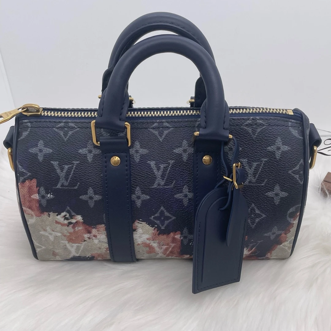 95新 LouisVuitton/路易威登 火烧云，Keepall25蓝色