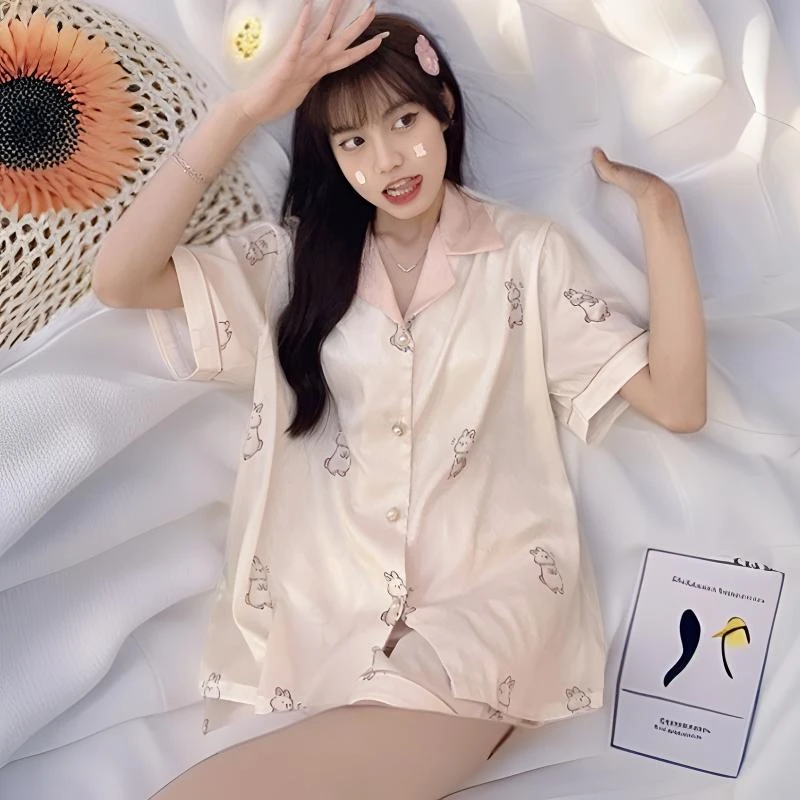 夏季情侣睡衣女款爆款2025新款冰丝高级感短袖网红女士夏天家居服