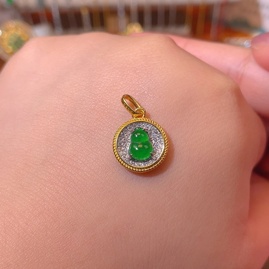 吊坠(不含链)银S925镶嵌翡翠