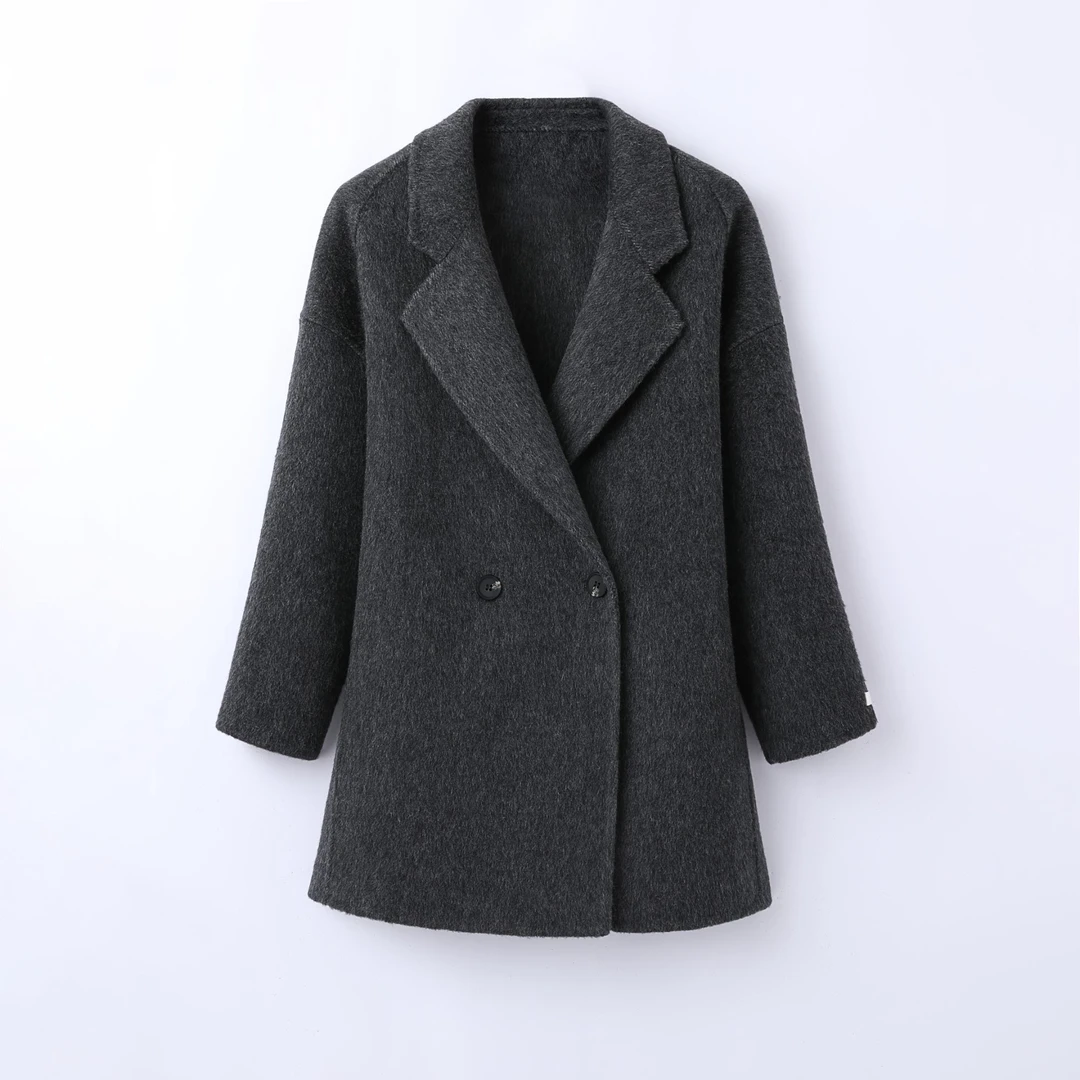2024秋冬季新款女士双面呢外套毛呢大衣中长款风衣时尚气质