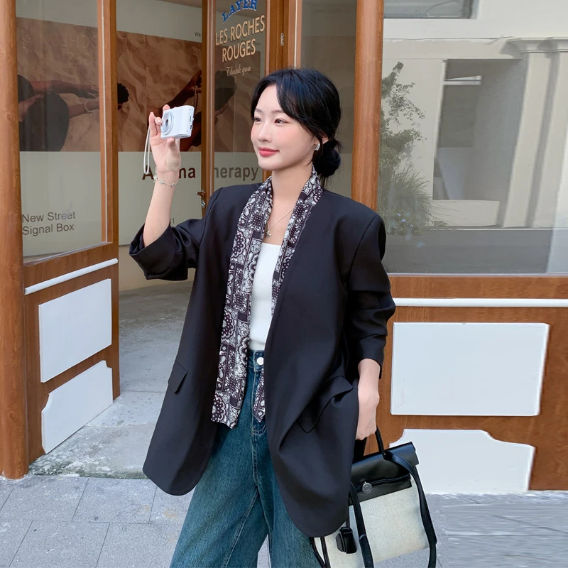 气质韩系ins风西装外套女2025春秋新款小众设计感简约通勤风西服