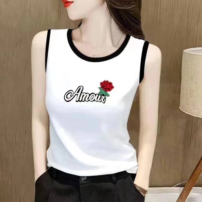 2025新款夏季印花圆领内搭外穿百搭打底衫大码打底上衣吊带背心女