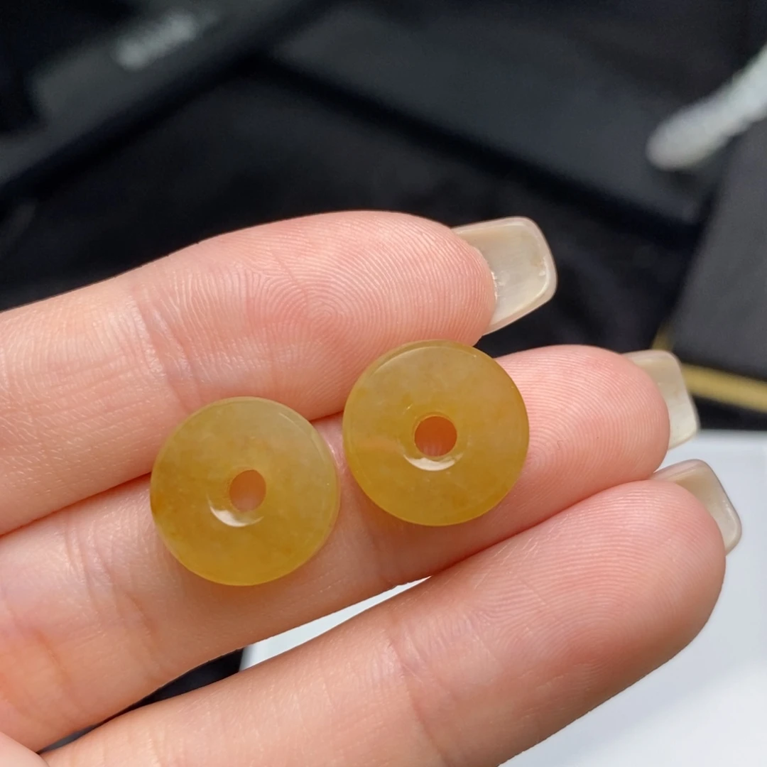 未镶嵌翡翠耳饰冰黄翡甜甜圈