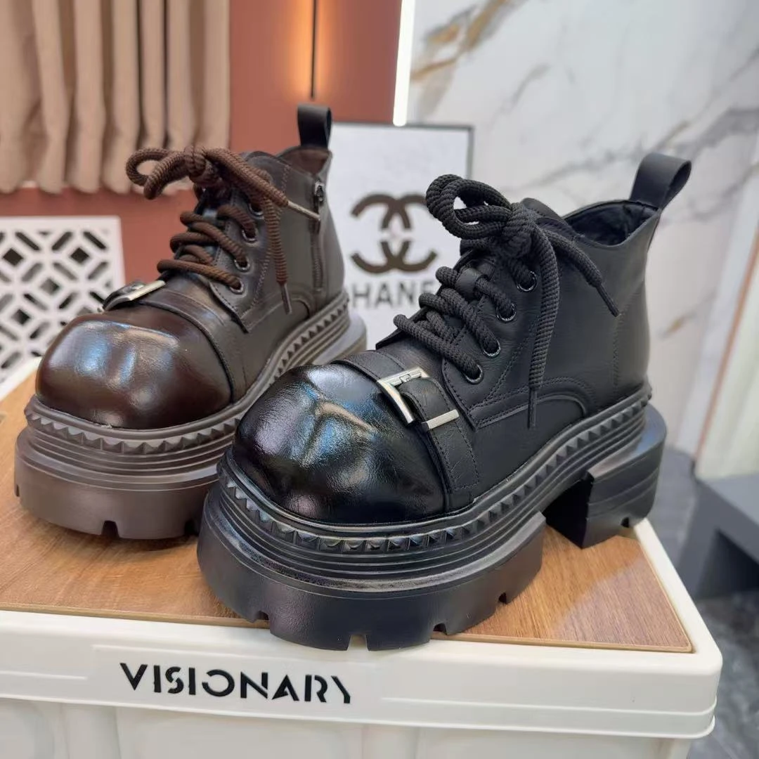 2025冬季新款增高女鞋厚底高跟JK小皮鞋百搭松糕乐福鞋单鞋9887-1