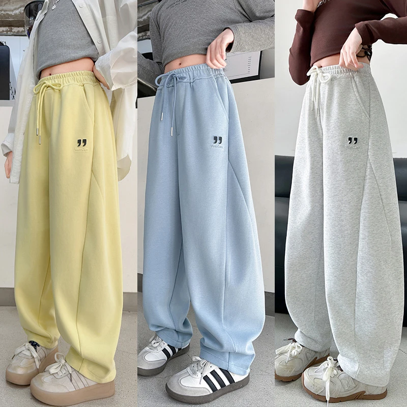 儿童秋装2025新款大女童装宽松裤子春秋款运动卫裤秋季阔腿直筒裤