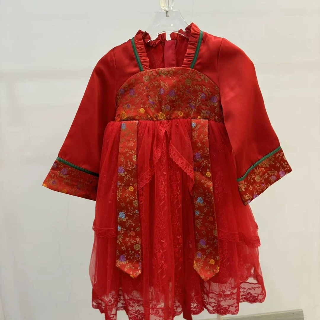 中国设计款女童拜年服连衣裙