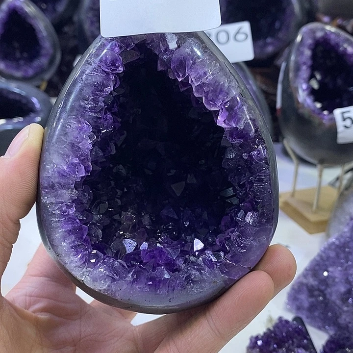 铜***豆紫晶珠宝半成品未镶嵌256