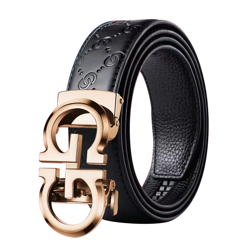 腰带双G自动扣皮带自动卡扣皮带休闲日常耐用带条带印