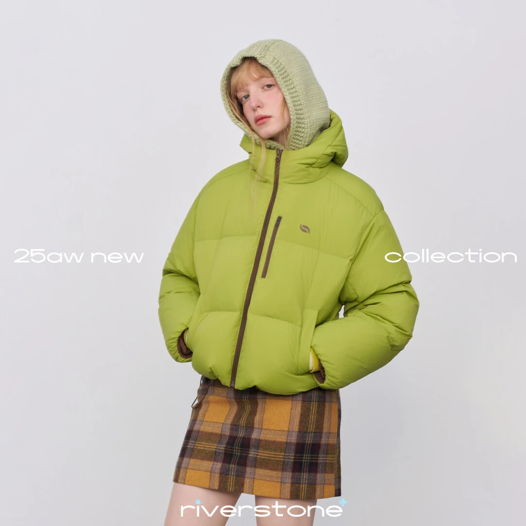 riverstone plus 多巴胺连帽90白鸭绒羽绒服女冬季加厚保暖面包服