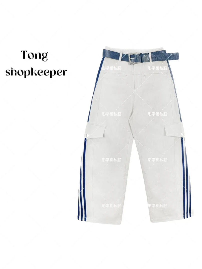 QJ/彤掌柜1681326 早春2025三杠走秀款牛仔腰带设计休闲工装裤