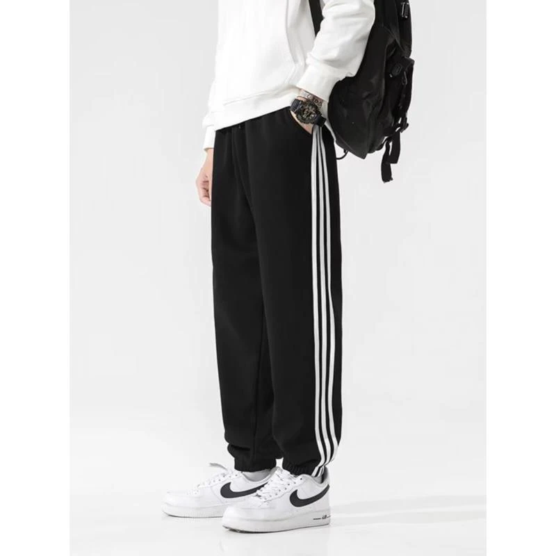 三杠条纹男女同款经典百搭不过时四季运动休闲裤宽松ins