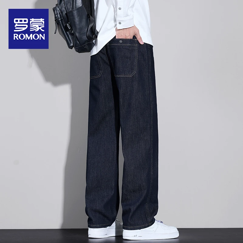 罗蒙牛仔裤男款2025秋冬季新款美式潮牌水洗宽松直筒休闲长裤子男