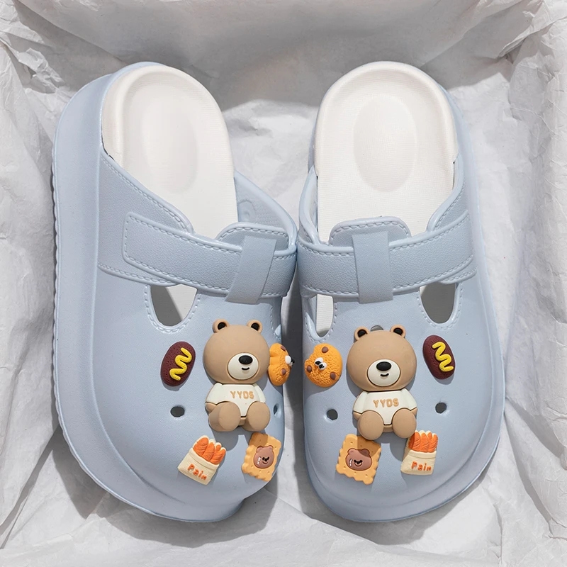 厚底洞洞鞋女夏季2025新款时尚百搭增高防滑海边沙滩凉鞋女士外穿