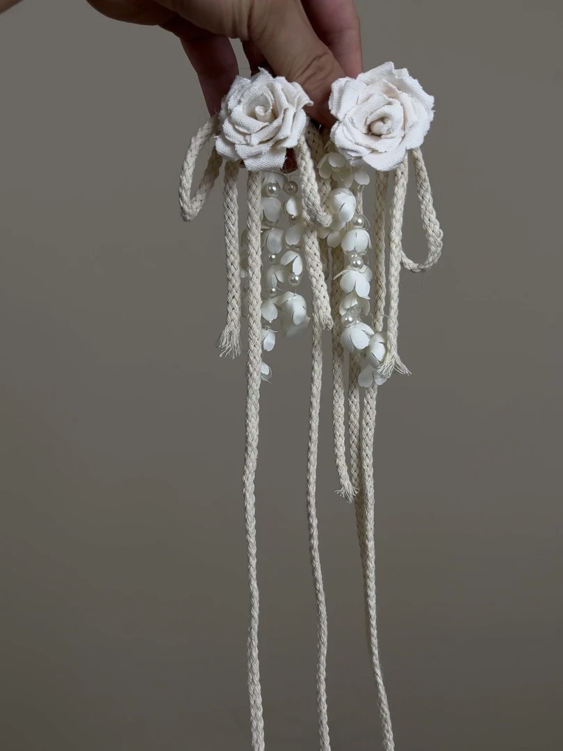 手工铃兰流苏复古手工花头饰 1对