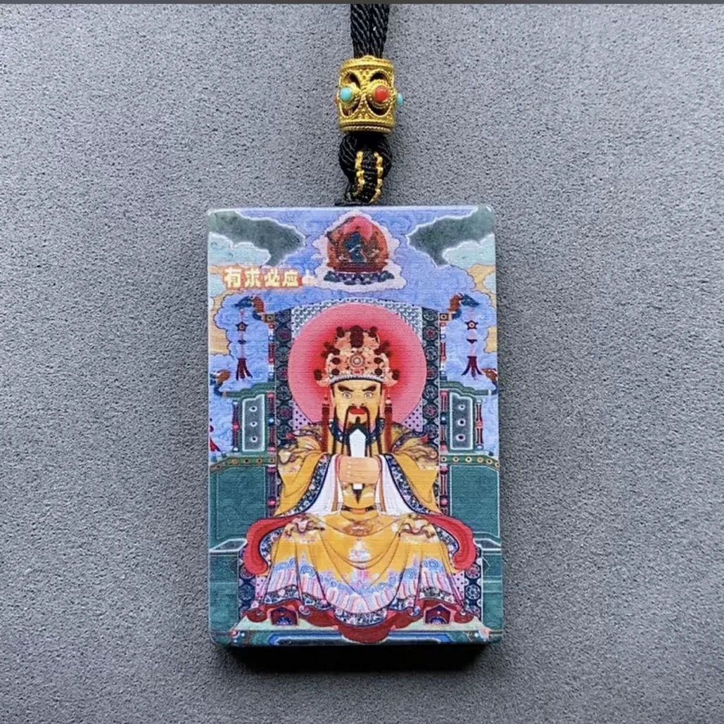 翡翠A货财神爷手工隐雕彩绘高60【超哥宠粉】