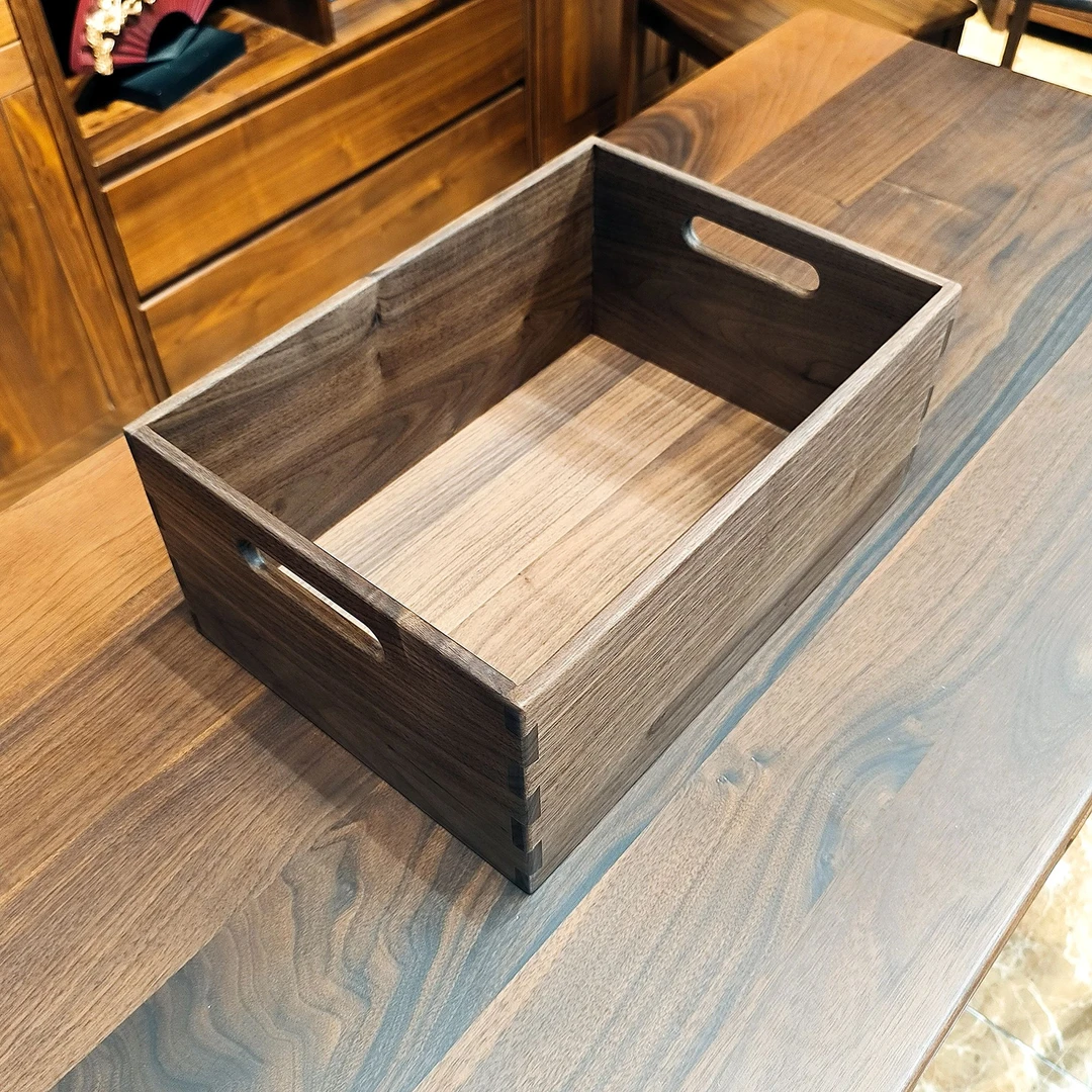 北美黑胡桃木收纳盒家用简约储物