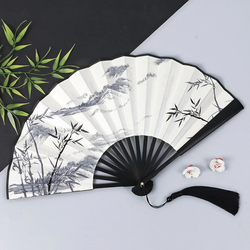 183古风烫银8寸扇子中国风男女汉服折扇旗袍便携夏季日用舞蹈扇