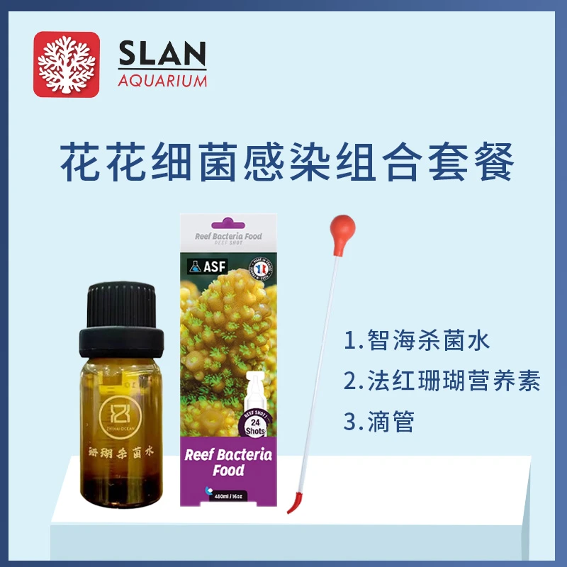 花花细菌感染组合套装海缸小黑推荐智海杀菌水营养素
