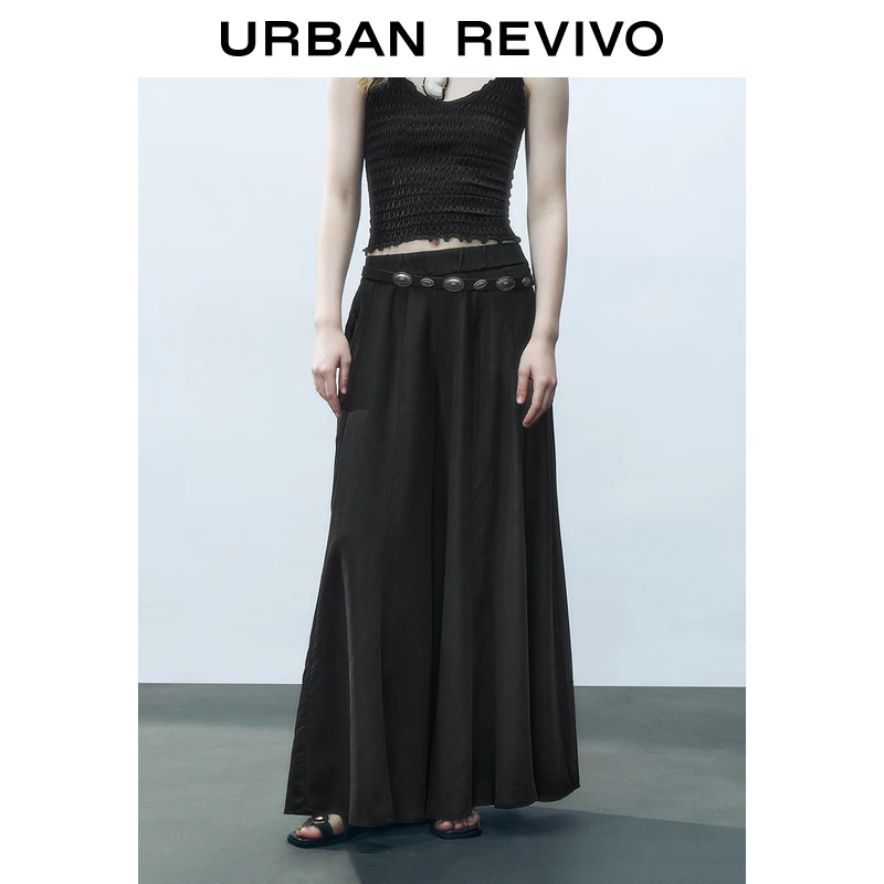 【一秒入夏】UR2025新款女波嬉风垂感宽松百搭裙裤阔腿裤UWM650028