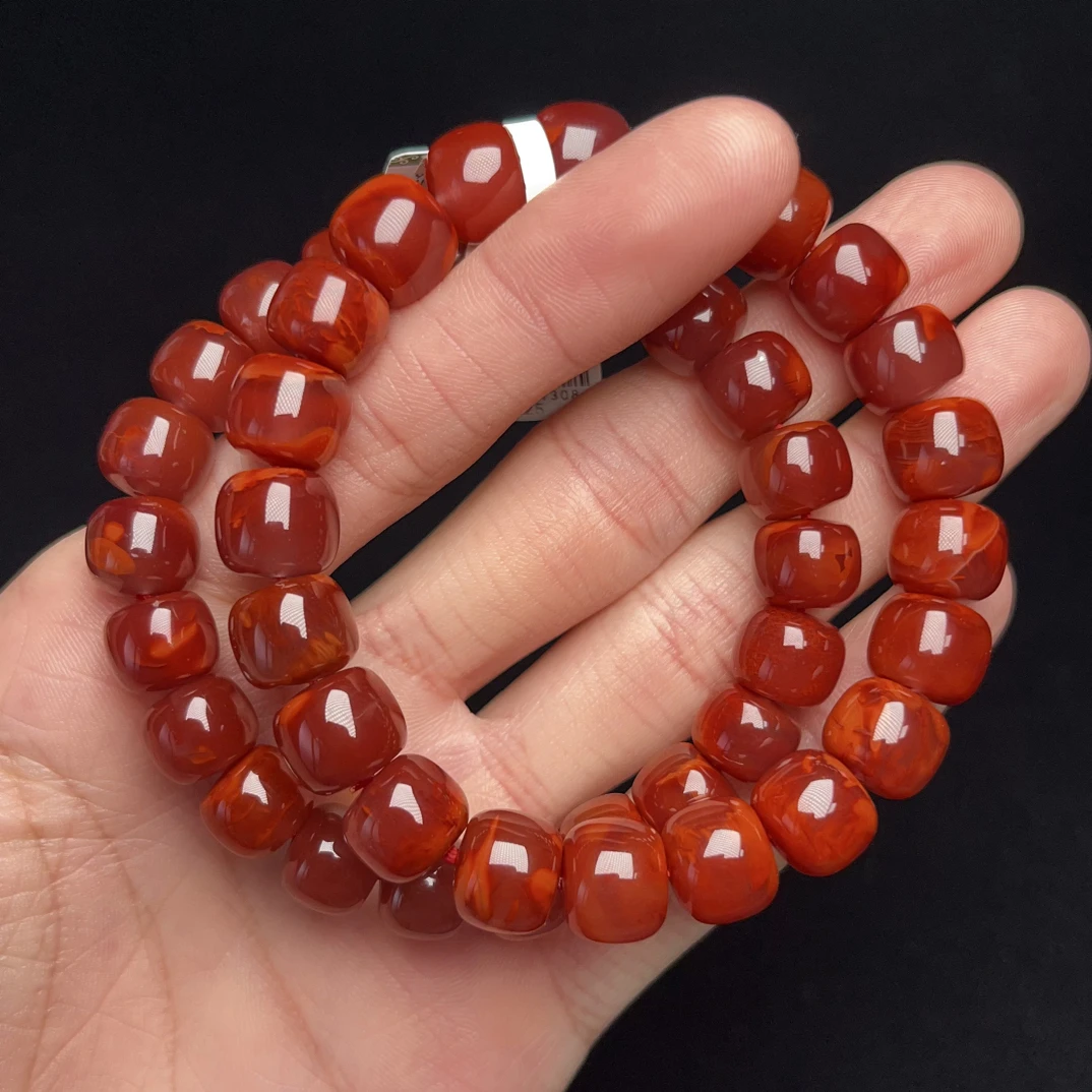 1308C25凉山南红牛血玫锦老型单圈手串多样性发其一