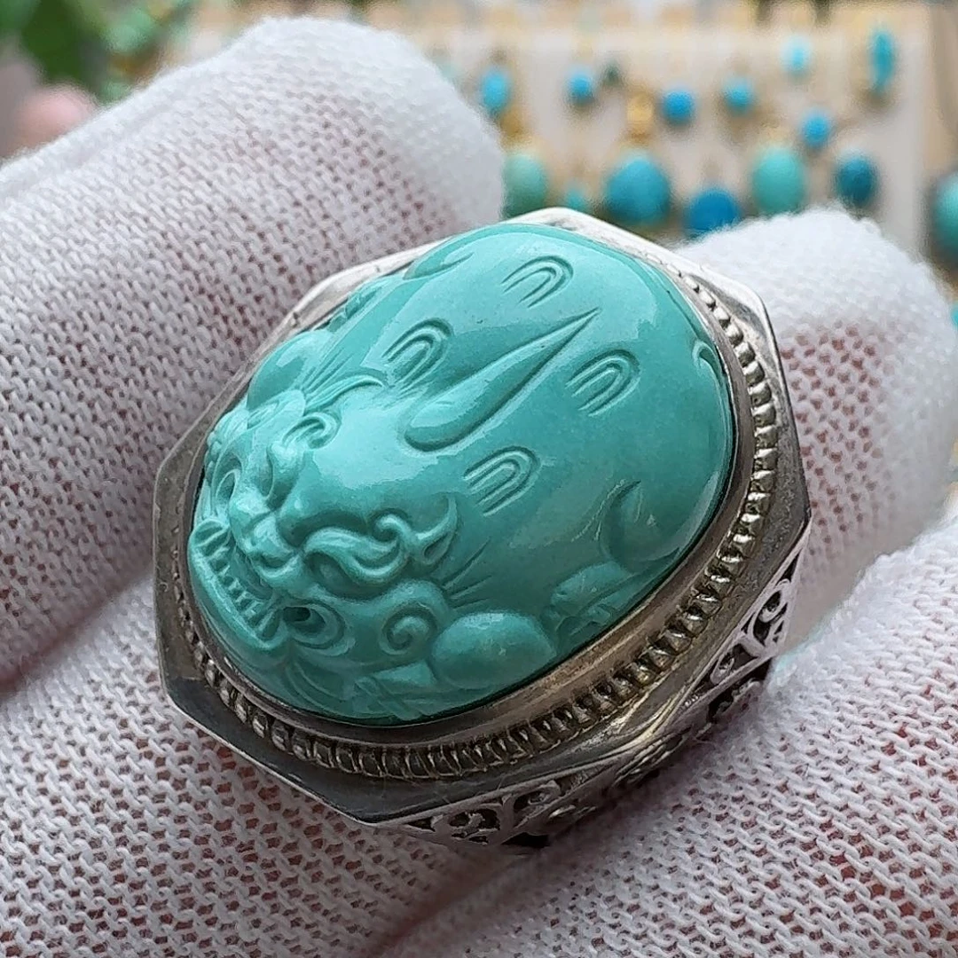 绿松石珠宝奇石银S925镶嵌