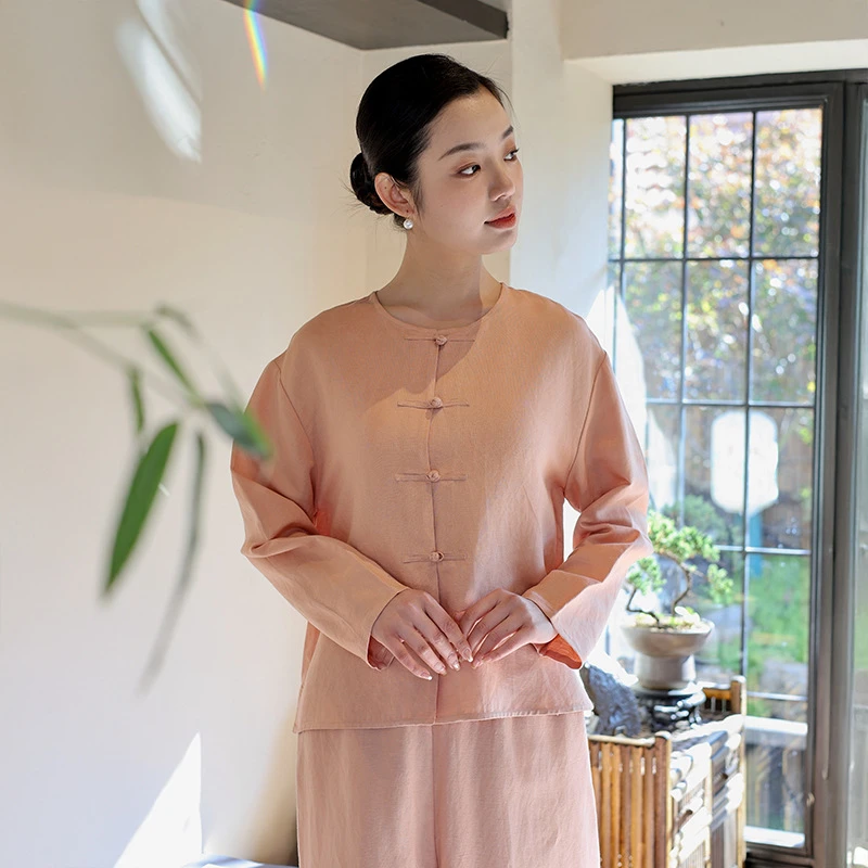 新中式女装2025春季新款棉麻外套女中国风复古盘扣亚麻衬衣批发