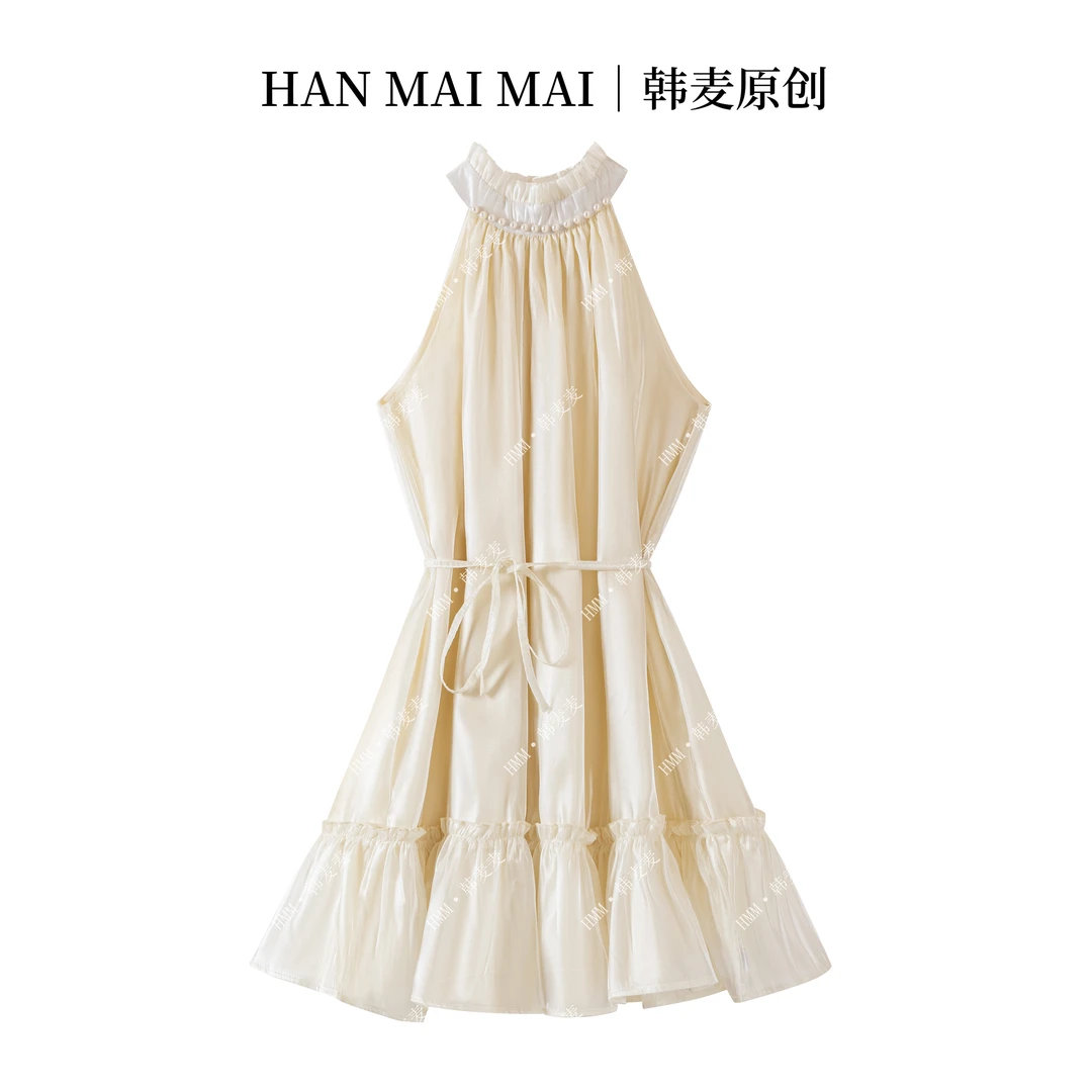 K16/露肩花边连衣裙女2024新款气质显瘦度假短裙