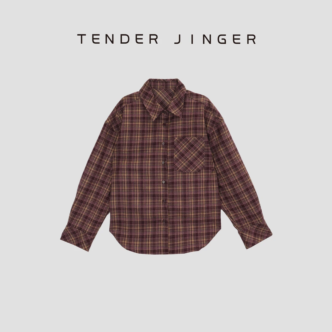 Tender Jinger【一颗香芋】复古文艺感格子衬衫T53LLY41139
