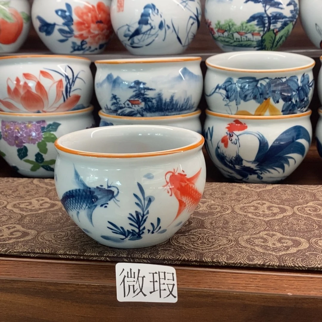 釉下手绘茶具微瑕手工绘制