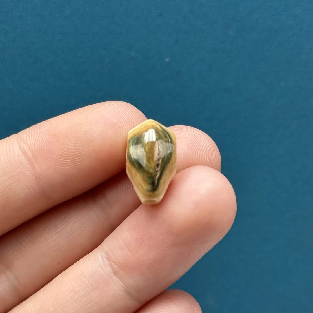 D4511天然猛犸象牙特色鲨鱼背三通9mm支持鉴定 假一罚四