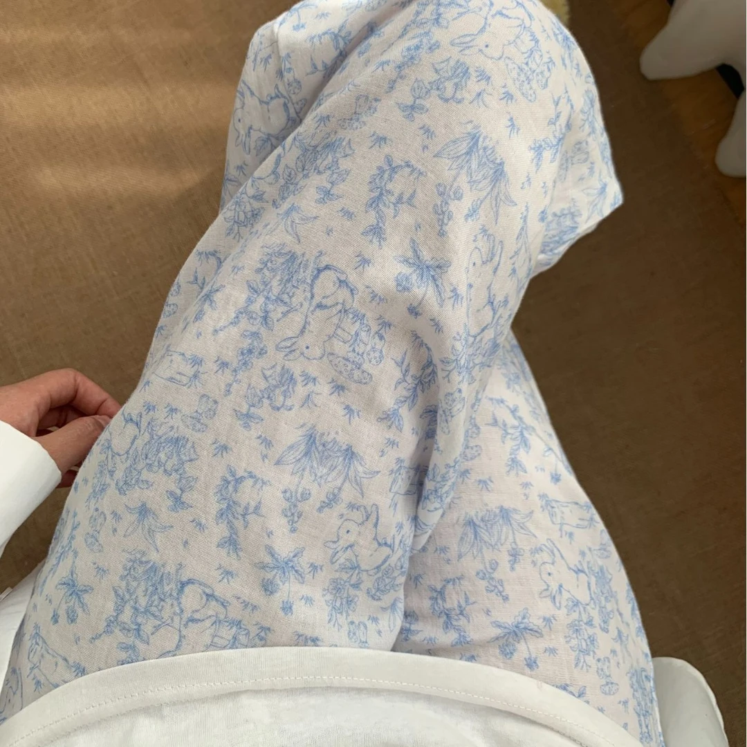 春季上新！纯棉双层纱睡裤有口袋宽松可爱卡通棉纱裤子可外穿