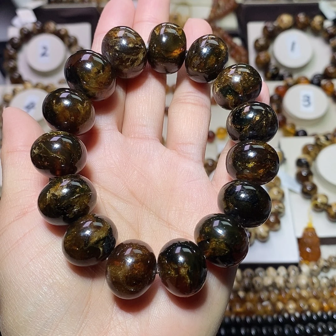 码***特琥珀未镶嵌裸石黑花18+